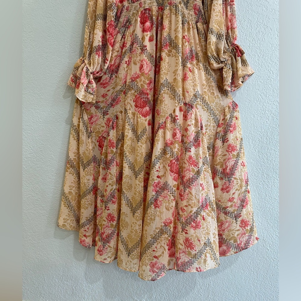 Free People Multicolor Floral Boho Maxi Dress Smocked Waist XS - Picture 13 of 16
